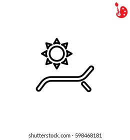 Web line icon. Deckchair and sun