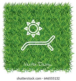 Web line icon. Deckchair and sun