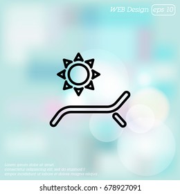Web line icon. Deckchair and sun