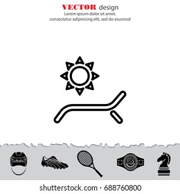 Web line icon. Deckchair and sun