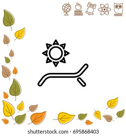 Web line icon. Deckchair and sun