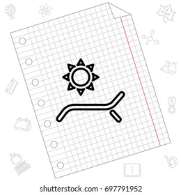 Web line icon. Deckchair and sun