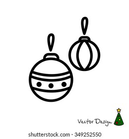 Web line icon. Decorations for the Christmas tree, Christmas balls