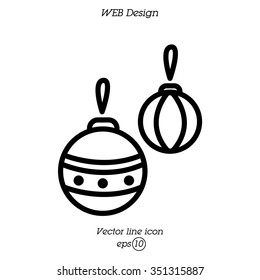 Web line icon. Decorations for the Christmas tree, Christmas balls