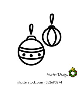Web line icon. Decorations for the Christmas tree, Christmas balls