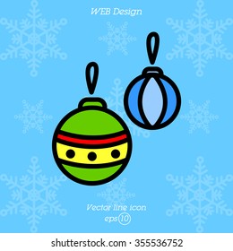Web line icon. Decorations for the Christmas tree, Christmas balls