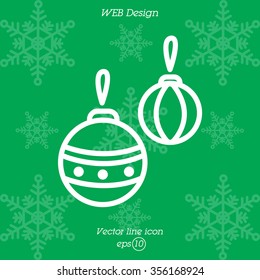 Web line icon. Decorations for the Christmas tree, Christmas balls
