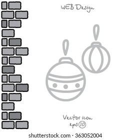 Web line icon. Decorations for the Christmas tree, Christmas balls