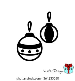 Web line icon. Decorations for the Christmas tree, Christmas balls