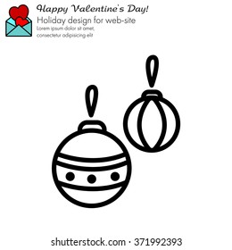 Web line icon. Decorations for the Christmas tree, Christmas balls