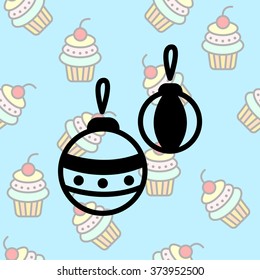 Web line icon. Decorations for the Christmas tree, Christmas balls
