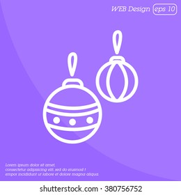 Web line icon. Decorations for the Christmas tree, Christmas balls