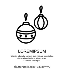 Web line icon. Decorations for the Christmas tree, Christmas balls
