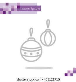 Web line icon. Decorations for the Christmas tree, Christmas balls