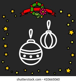 Web line icon. Decorations for the Christmas tree, Christmas balls