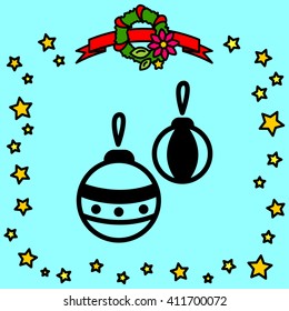 Web line icon. Decorations for the Christmas tree, Christmas balls