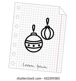 Web line icon. Decorations for the Christmas tree, Christmas balls