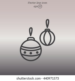 Web line icon. Decorations for the Christmas tree, Christmas balls