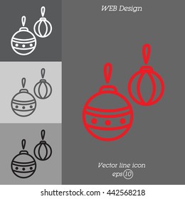 Web line icon. Decorations for the Christmas tree, Christmas balls