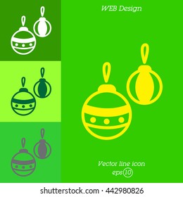 Web line icon. Decorations for the Christmas tree, Christmas balls