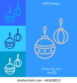 Web line icon. Decorations for the Christmas tree, Christmas balls