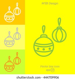 Web line icon. Decorations for the Christmas tree, Christmas balls