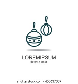 Web line icon. Decorations for the Christmas tree, Christmas balls