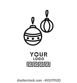 Web line icon. Decorations for the Christmas tree, Christmas balls