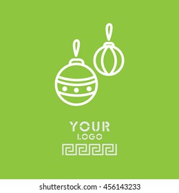 Web line icon. Decorations for the Christmas tree, Christmas balls