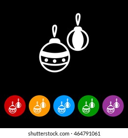 Web line icon. Decorations for the Christmas tree, Christmas balls