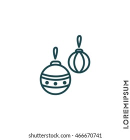 Web line icon. Decorations for the Christmas tree, Christmas balls