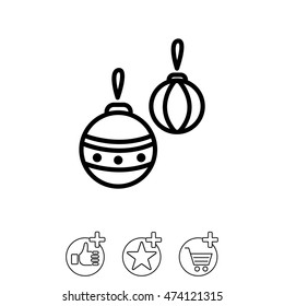 Web line icon. Decorations for the Christmas tree, Christmas balls