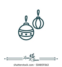 Web line icon. Decorations for the Christmas tree, Christmas balls