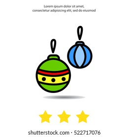 Web line icon. Decorations for the Christmas tree, Christmas balls