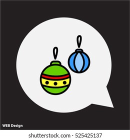 Web line icon. Decorations for the Christmas tree, Christmas balls