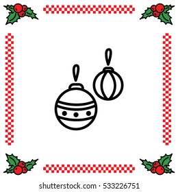 Web line icon. Decorations for the Christmas tree, Christmas balls