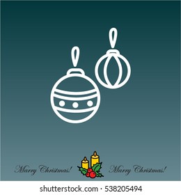 Web line icon. Decorations for the Christmas tree, Christmas balls