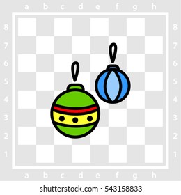 Web line icon. Decorations for the Christmas tree, Christmas balls