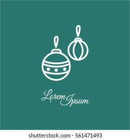 Web line icon. Decorations for the Christmas tree, Christmas balls