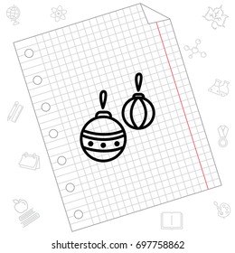Web line icon. Decorations for the Christmas tree, Christmas balls