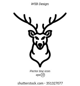 Web line icon. Deer; wild animals