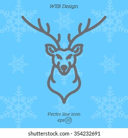 Web line icon. Deer; wild animals