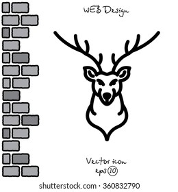 Web line icon. Deer; wild animals