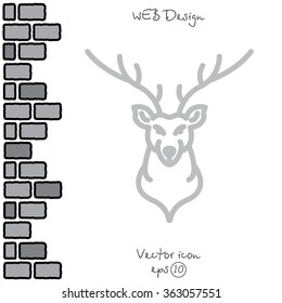 Web line icon. Deer; wild animals