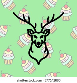Web line icon. Deer; wild animals