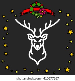 Web line icon. Deer; wild animals