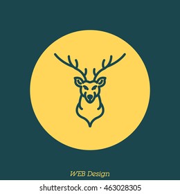 Web line icon. Deer; wild animals