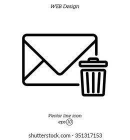 Web line icon. Delete message