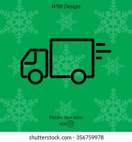 Web line icon. Delivery, truck