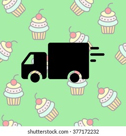 Web line icon. Delivery, truck